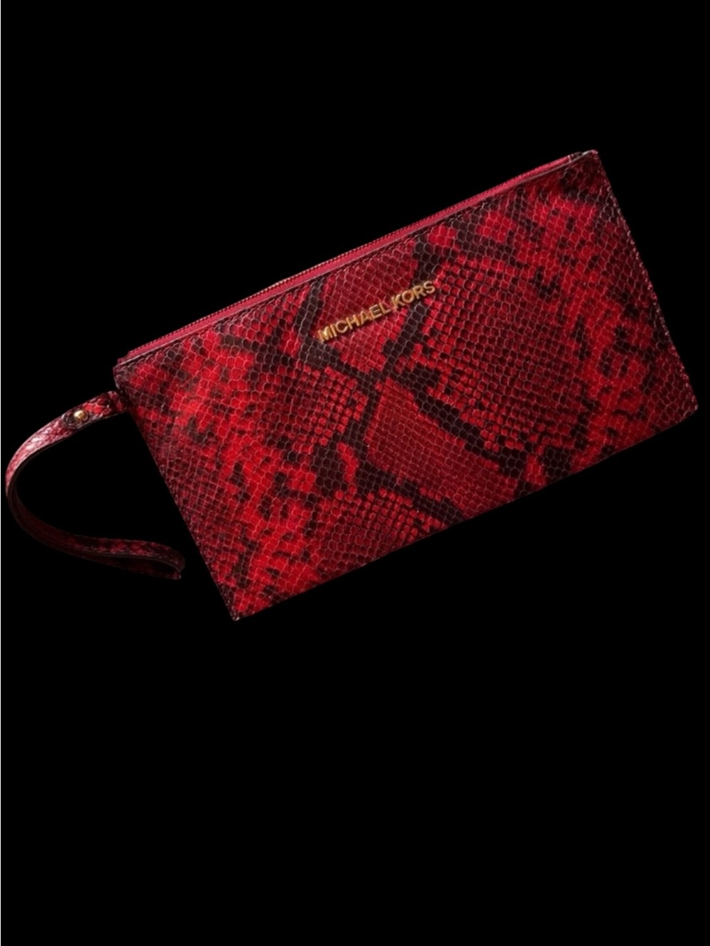 Michael Kors Red Python Embossed Wristlet - Picture 2 of 9